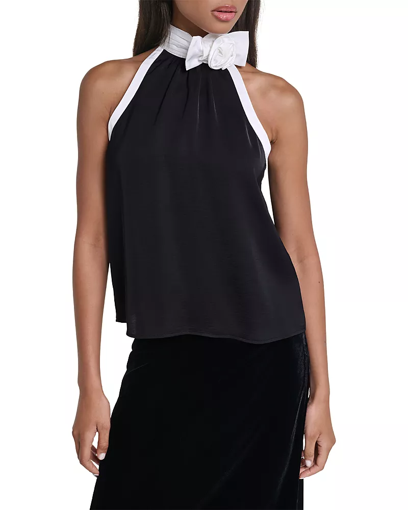 Karl Lagerfeld Paris Rose Sleeveless Halter Top