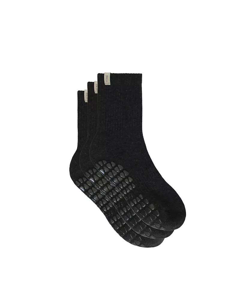 Fraise Graphite Trio Grip Socks, Pack of 3
