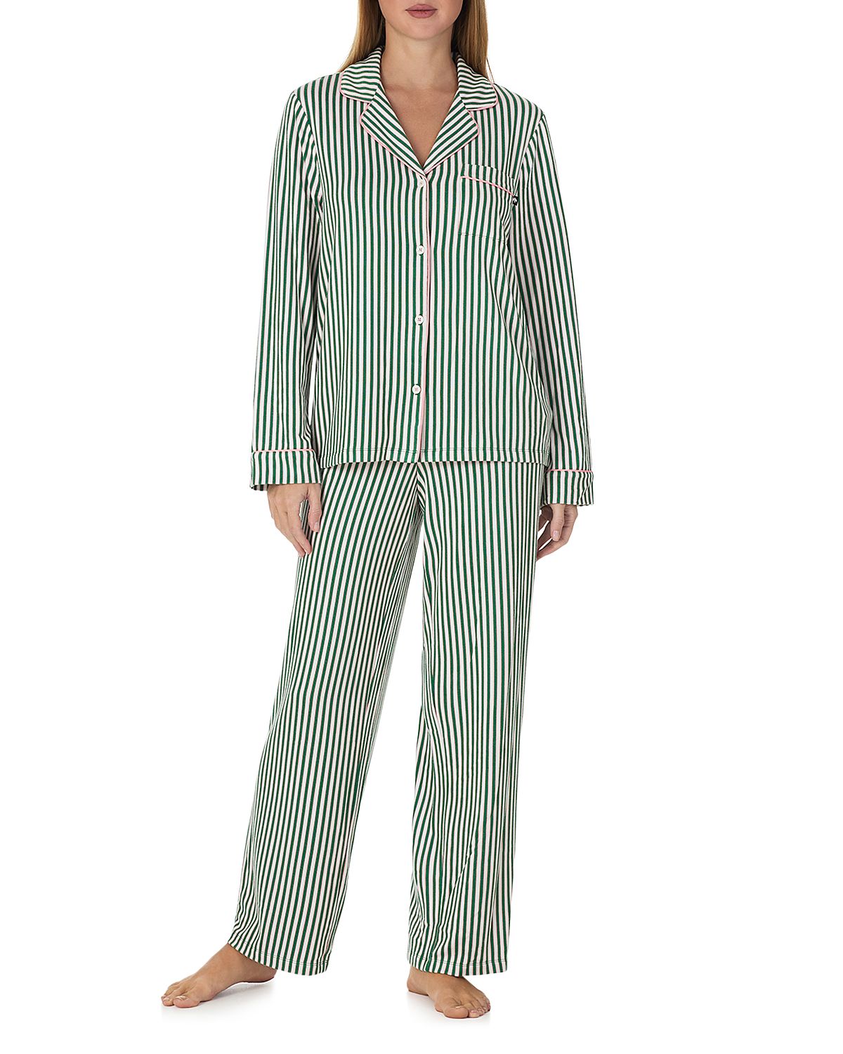 kate spade new york Brushed Sweater Knit Notch Collar Pajama Set