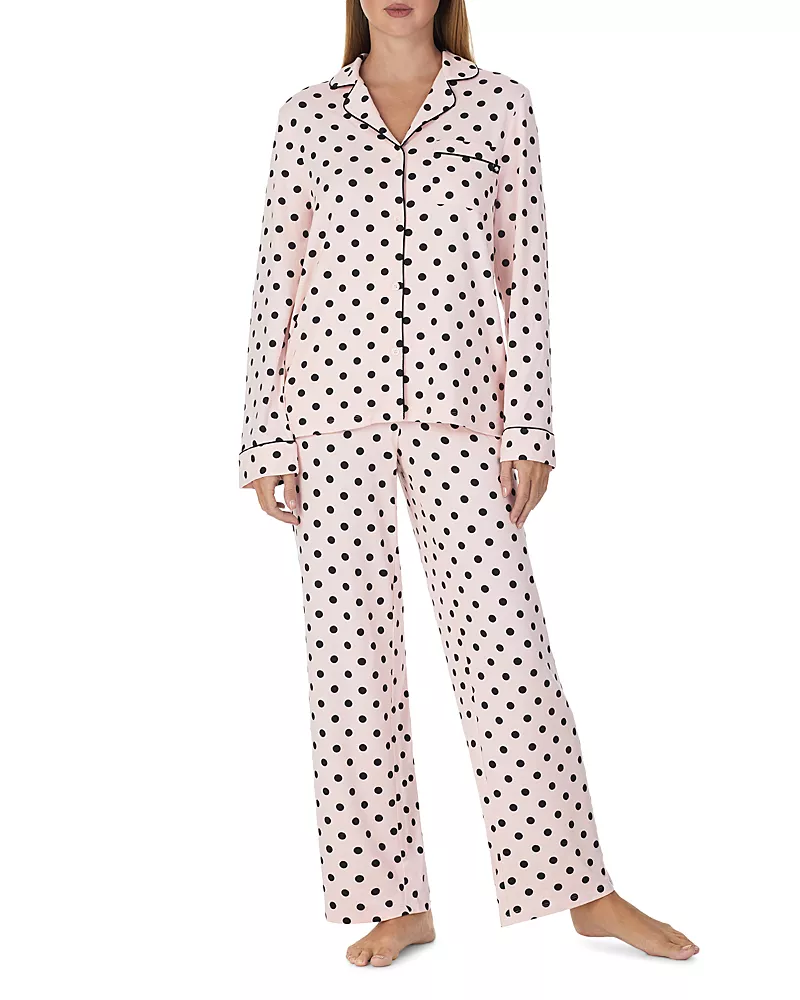 kate spade new york Brushed Sweater Knit Notch Collar Pajama Set