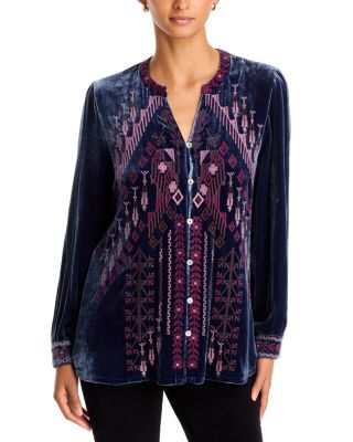 Velvet Embroidered Blouse