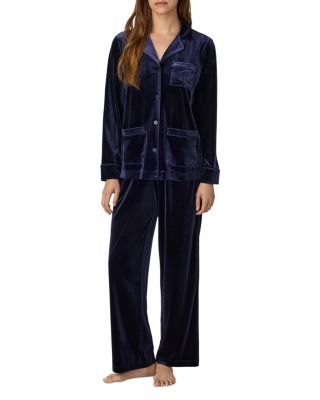 Velvet Notch Collar Long Pants Pajama Set