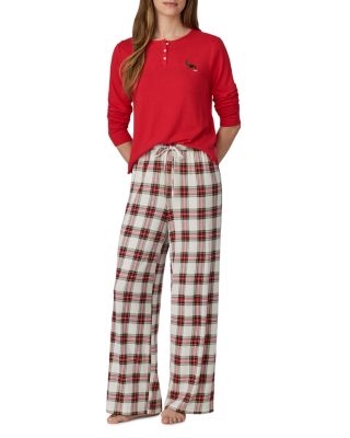 Henley Top & Plaid Pants Pajama Set