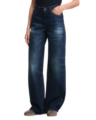 Wide Leg Jeans in Medium Blue Denim