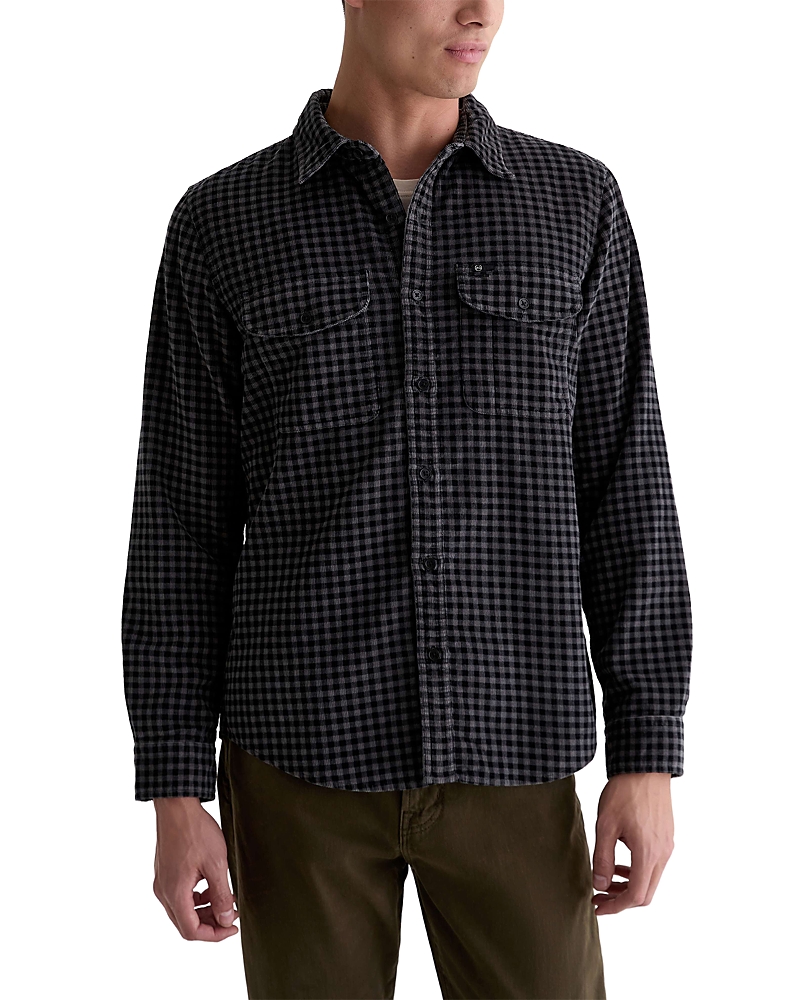 Ag Evening Smoke Cotton Gingham Pocket Shirt