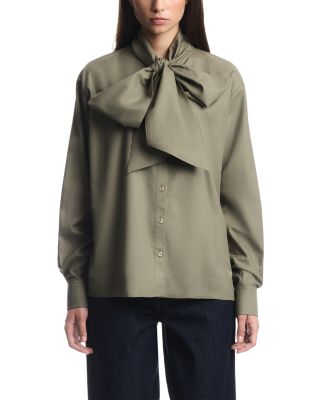 Tie Neck Long Sleeve Blouse