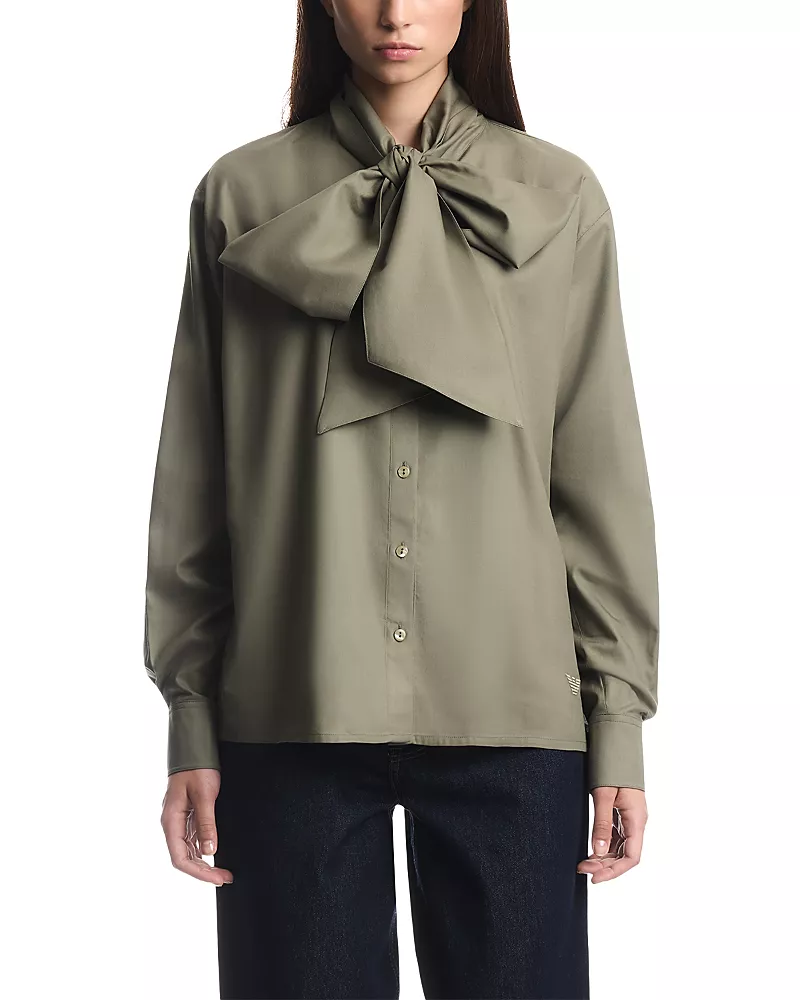 Emporio Armani Tie Neck Long Sleeve Blouse