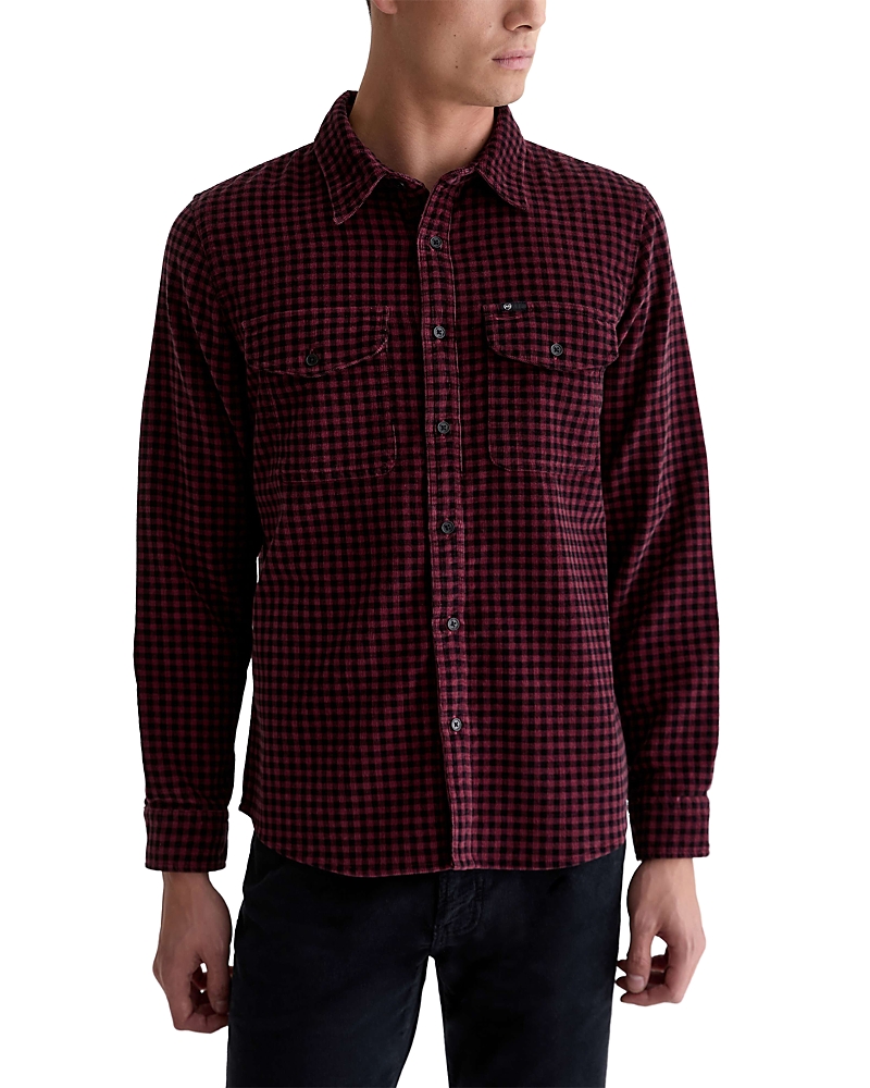 Ag Evening Smoke Cotton Gingham Pocket Shirt