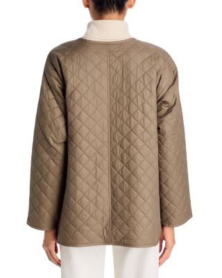 Nylon Round Neck Quilted Short Coat - thumbnail 4