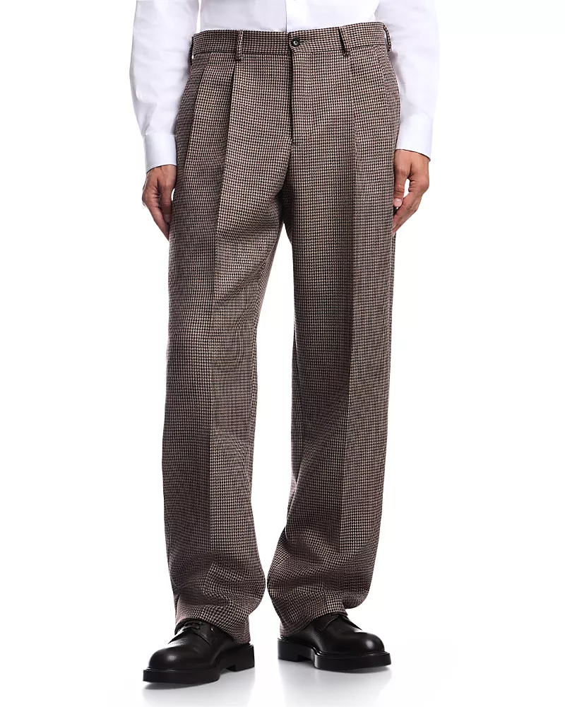 Emporio Armani Wool Houndstooth Check Tweed Trousers