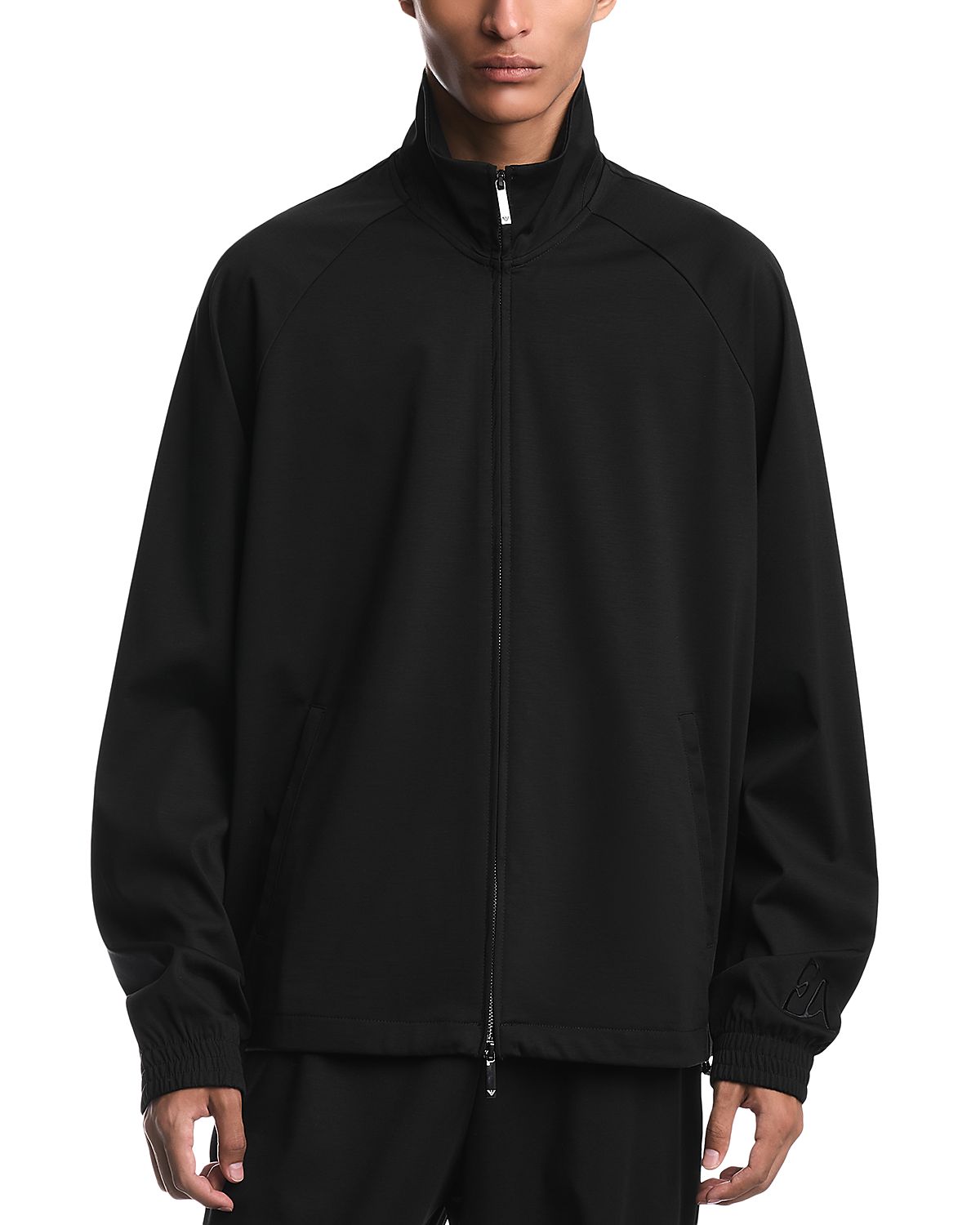 Emporio Armani Stand Collar Interlock Jersey Zip Sweatshirt