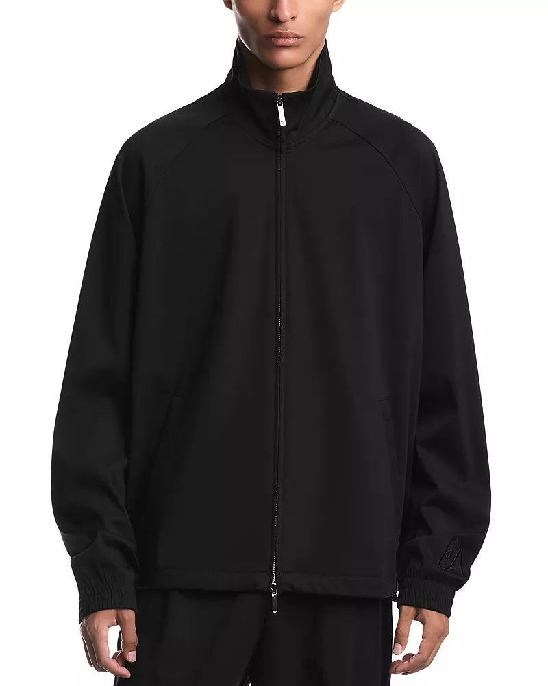 Emporio Armani Stand Collar Interlock Jersey Zip Sweatshirt