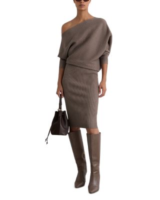Lara Off-the-Shoulder Ribbed Knit Dress