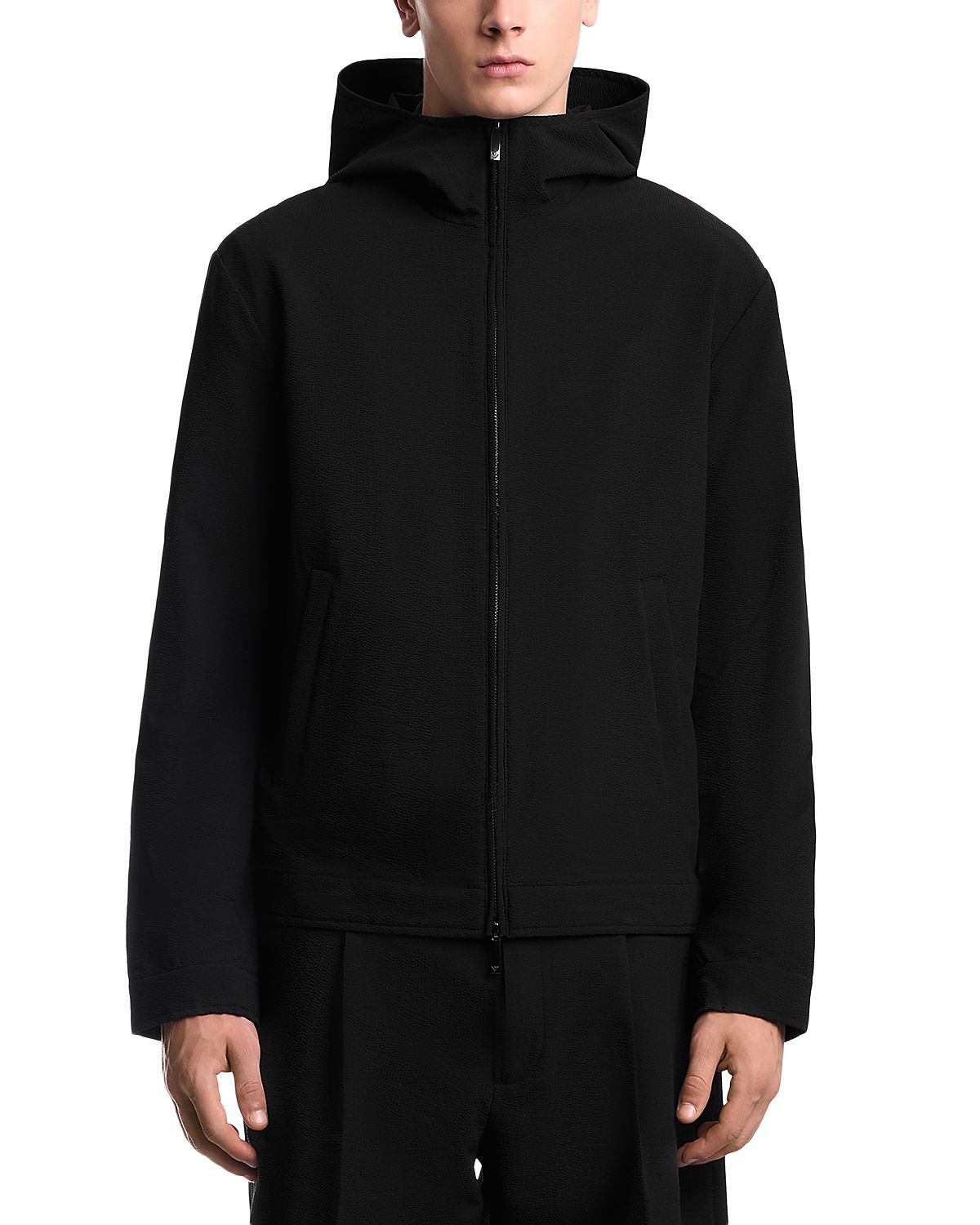 Emporio Armani Seersucker with Down Padding Blouson Jacket