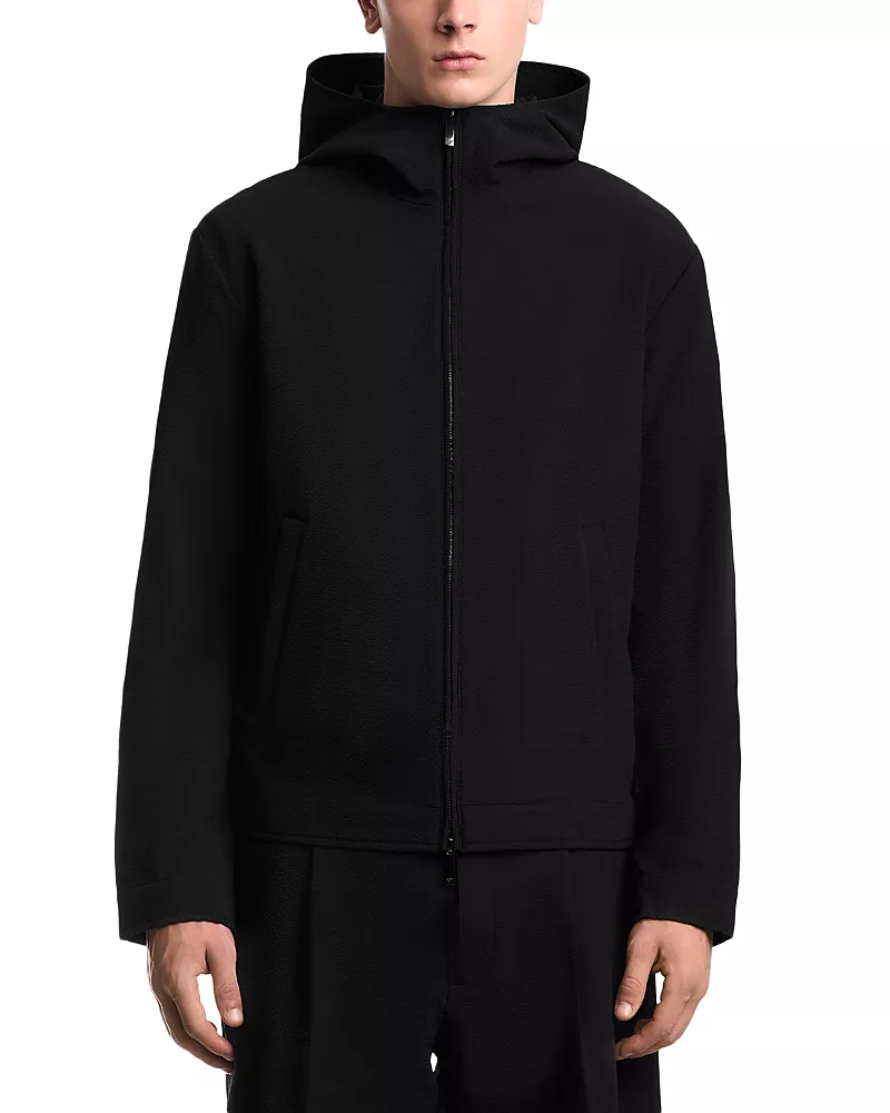 Emporio Armani Seersucker with Down Padding Blouson Jacket