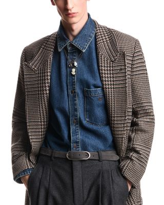 Wool Blend Prince Of Wales Tweed Coat