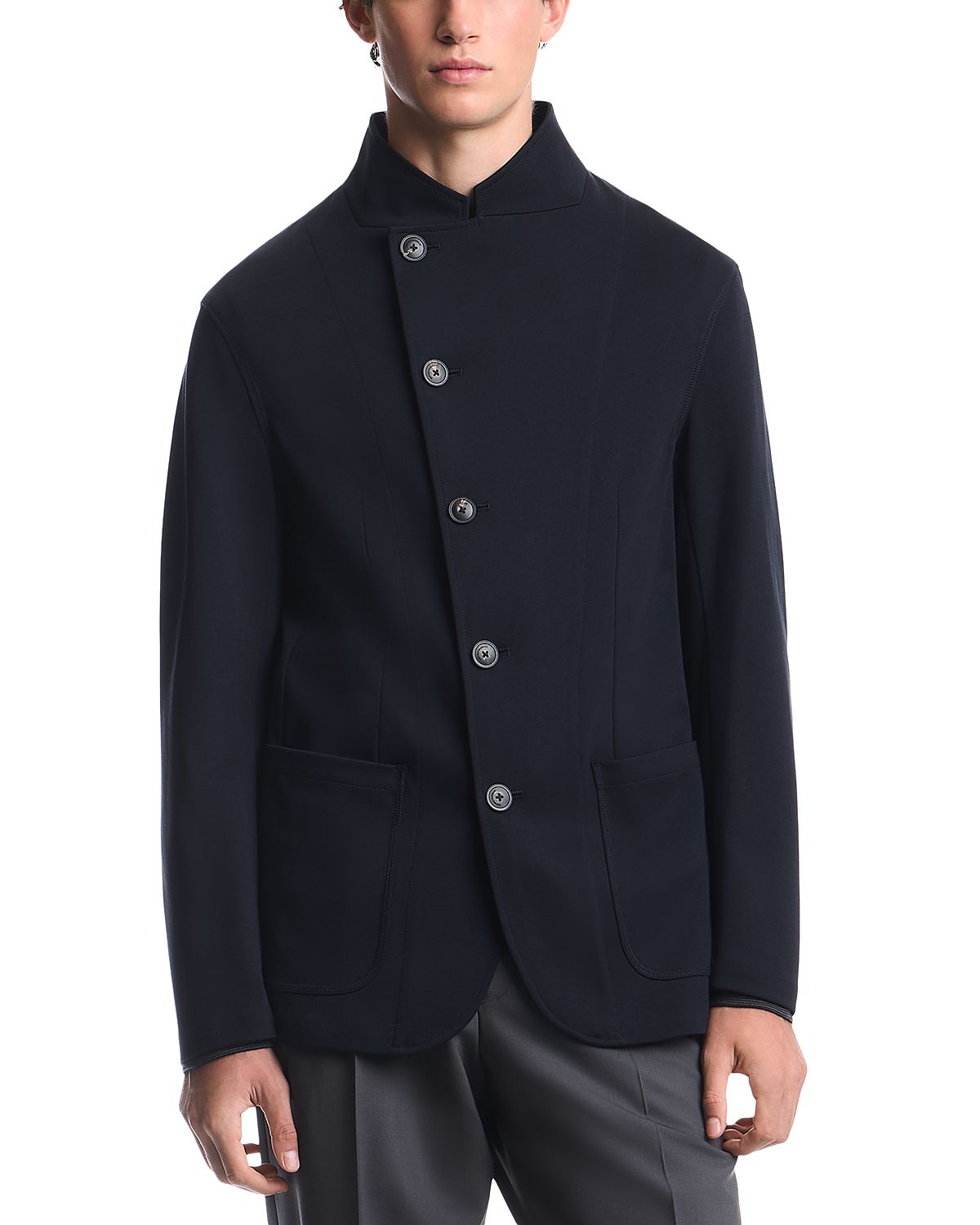 Emporio Armani Slant Button Placket Signature Jersey Jacket