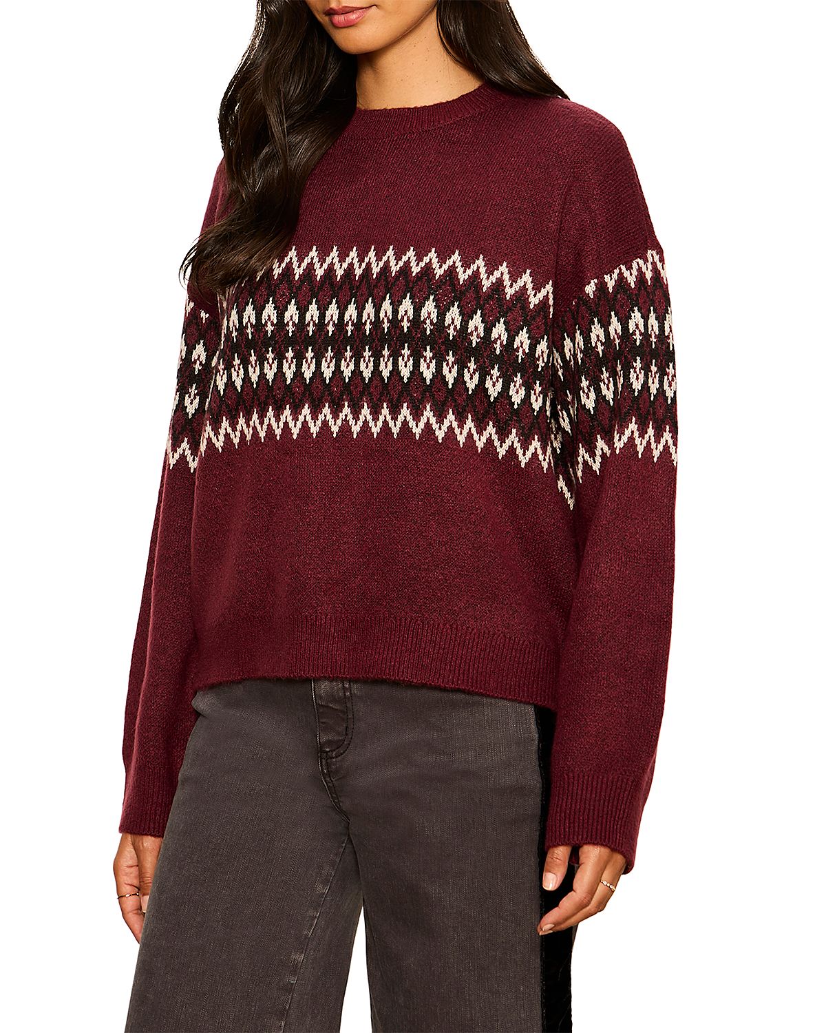 Sanctuary Argyle Crewneck Pullover Sweater