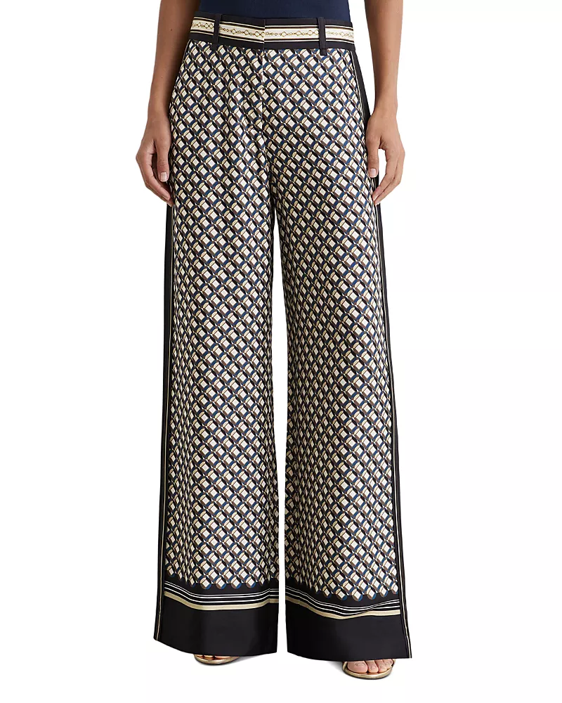 Reiss Petite Carmine Printed Wide Leg Pants