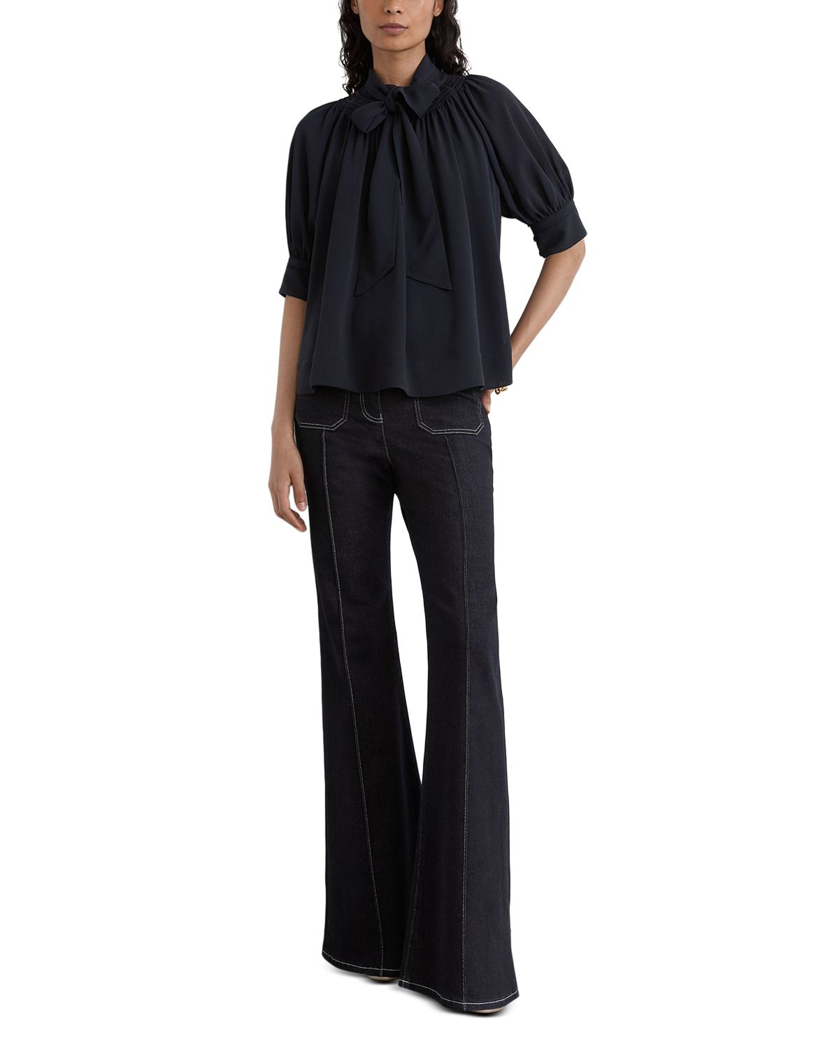 Lerina Tie Neck Short Sleeve Top thumbnail 2