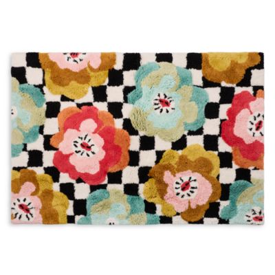 Checkerboard in Bloom Bath Rug, 24" x 36"