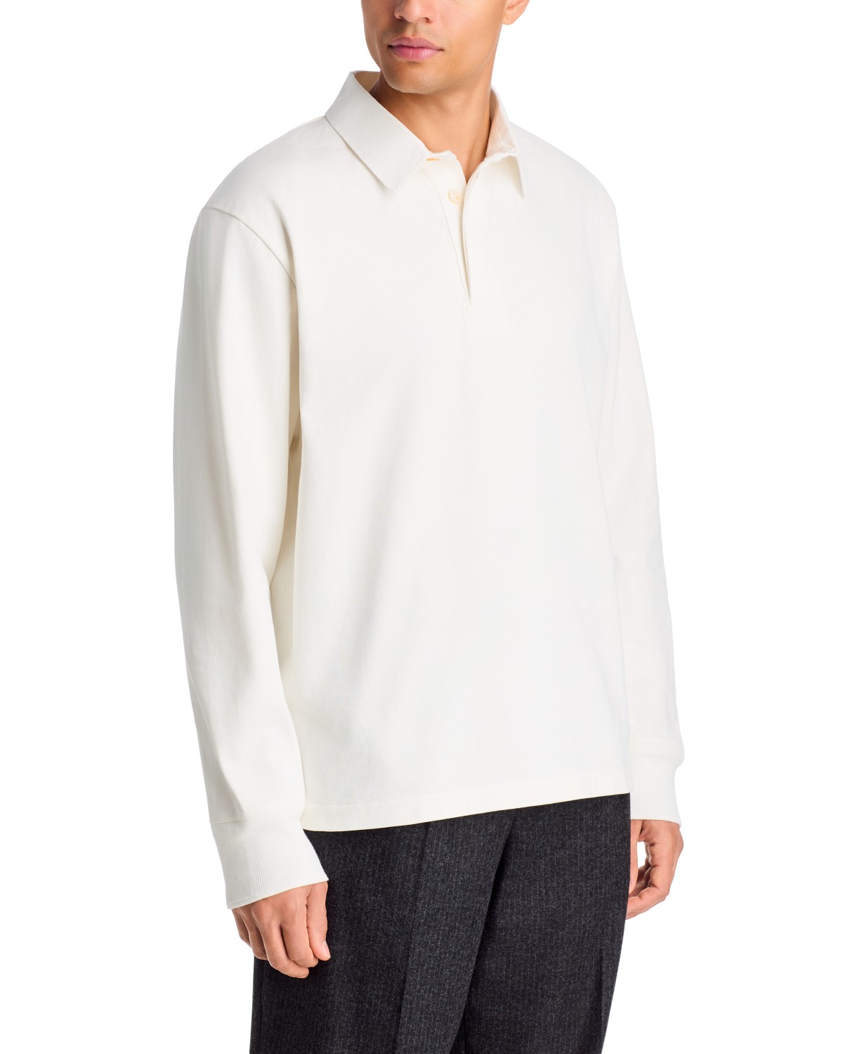 Studio Nicholson Cotton Jersey Rugby Polo in Parchment