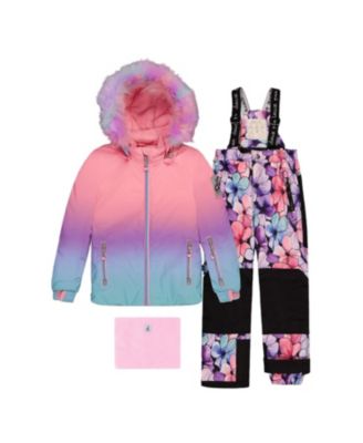  Girls' Play Gradient Jacket & Floral Pants Two Piece Snowsuit - Big Kid