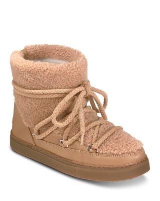 Women's Curly Leather & Shearling Snow Boots