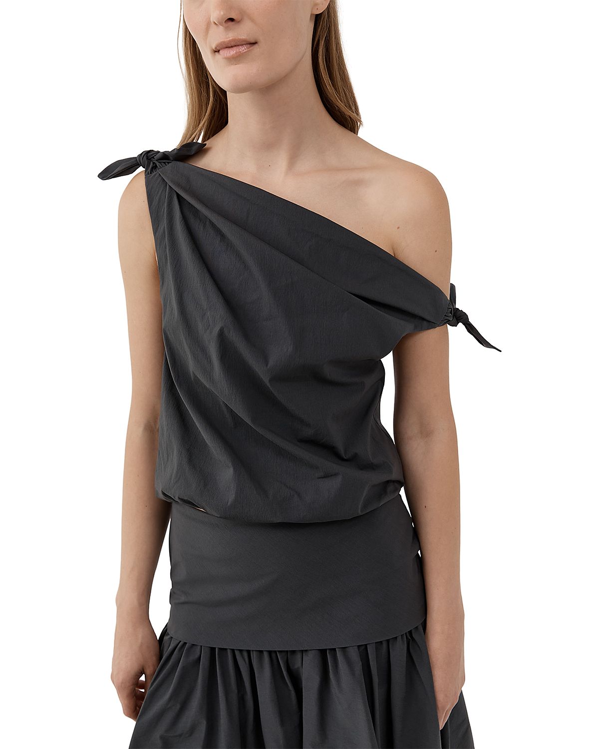 St. Agni Cotton Blend Asymmetric Bow Top