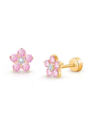 Girl's 14K Gold on Titanium Cherry Blossom Stud Earrings - Baby, Little Kid, Big Kid
