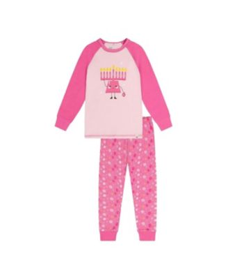  Unisex Two Piece Hanukkah Raglan Top Elastic Waist Pants Pajama Set - Little Kid