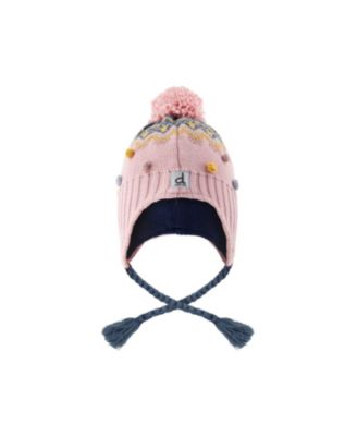  Girls' Winter Peruvian Fleece-Lined Braided Pompom Knit Hat - Little Kid, Big Kid