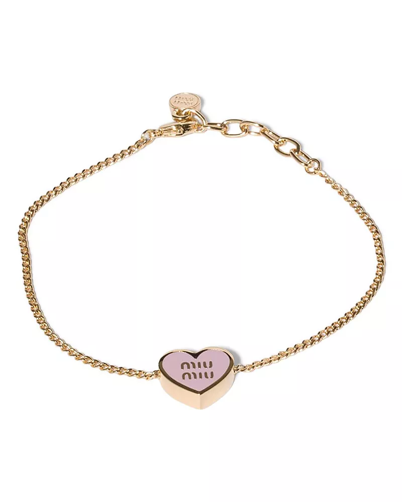 Miu Miu Metal Heart-Shaped Charm Bracelet