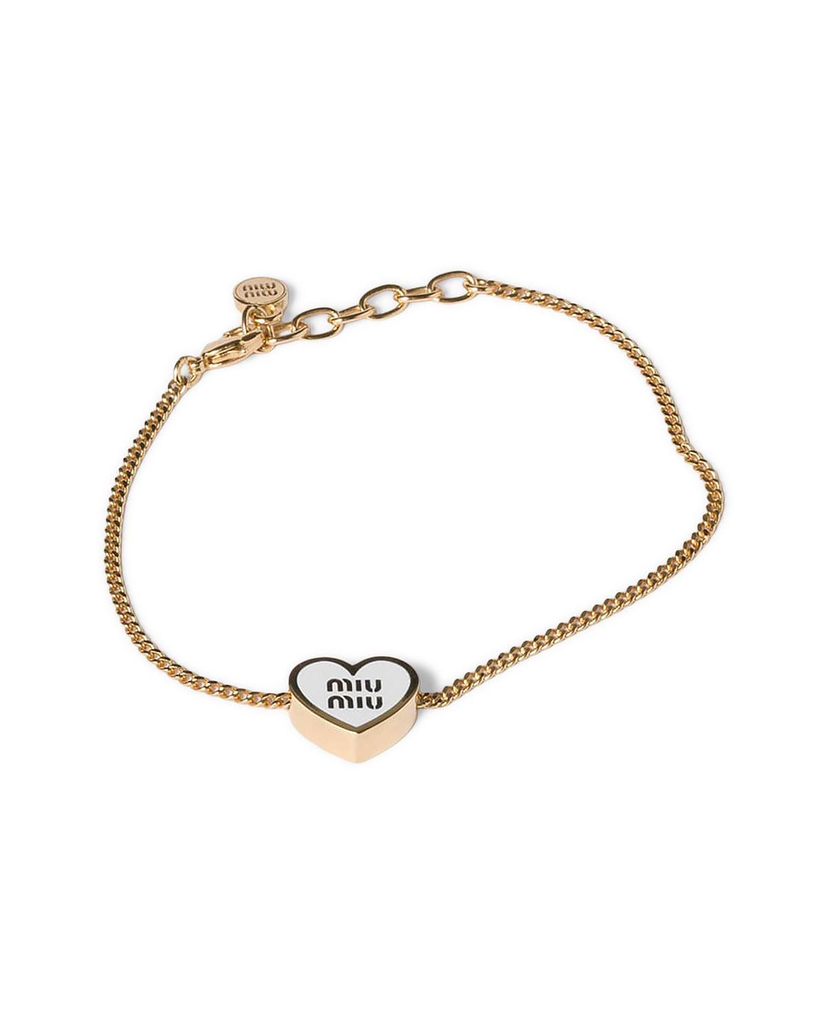 Miu Miu Metal Heart-Shaped Charm Bracelet