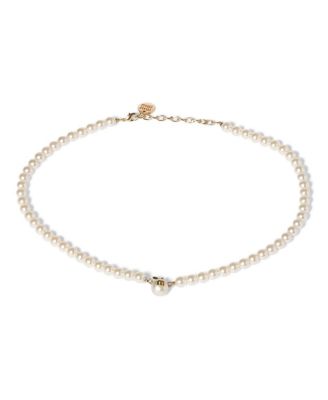 Miu Miu Metal And Pearl Necklace In Gold/silver
