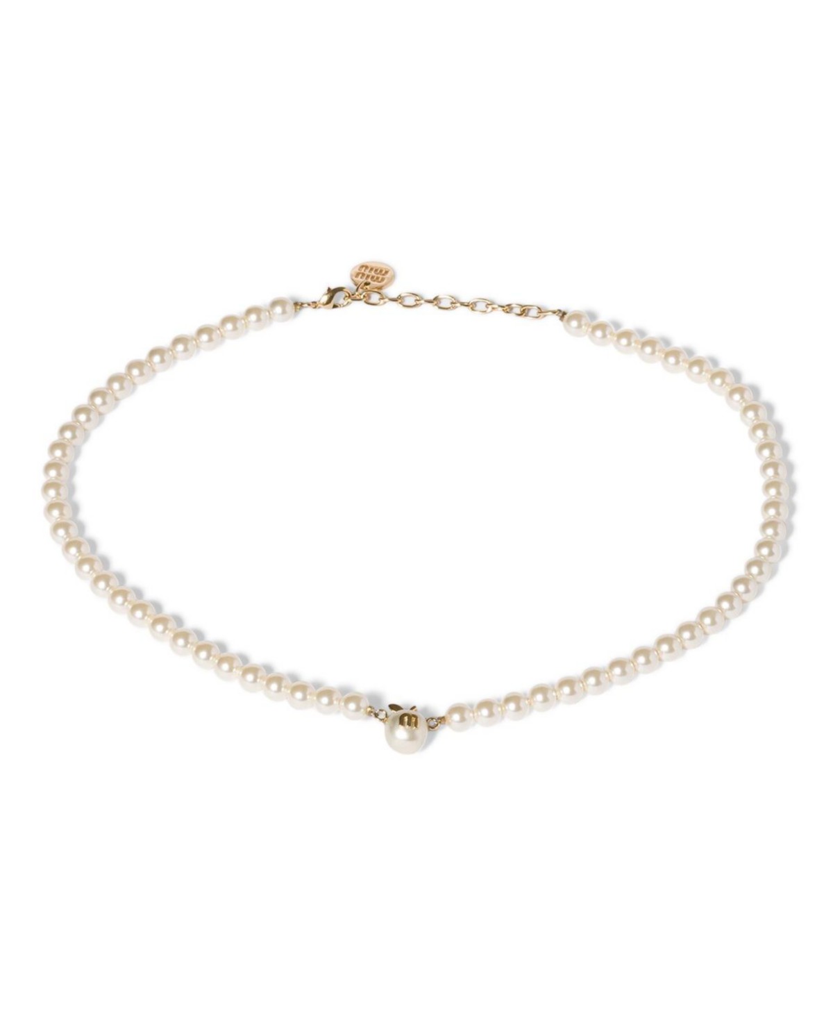 Miu Miu Metal and Pearl Necklace in Gold/Silver