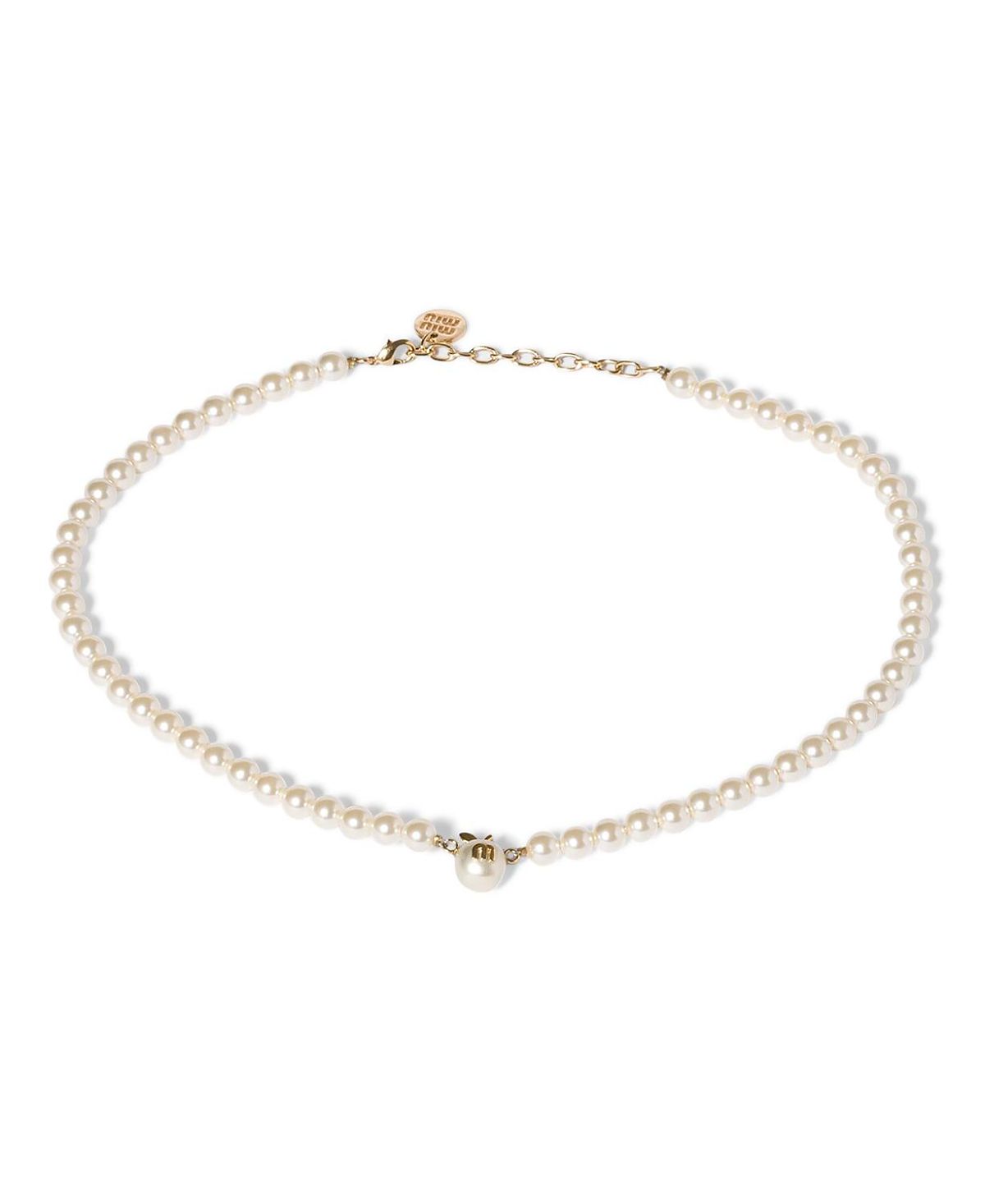 Miu Miu Metal and Pearl Necklace