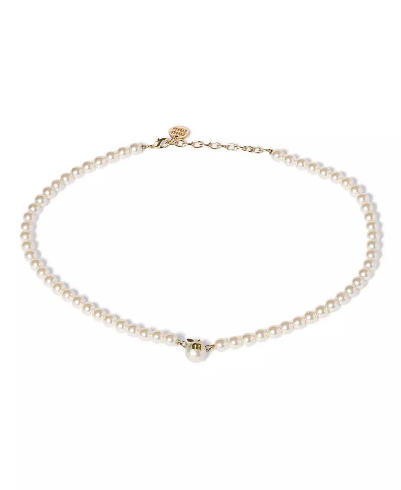 Miu Miu Metal and Pearl Necklace