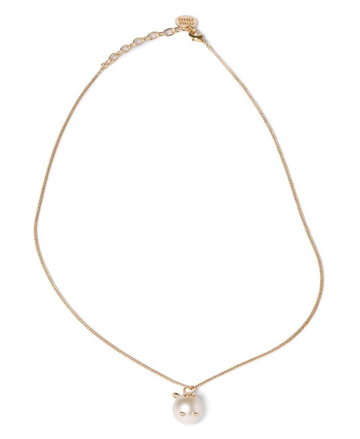 Miu Miu Metal Bunny Necklace with Pendant in Gold/Silver