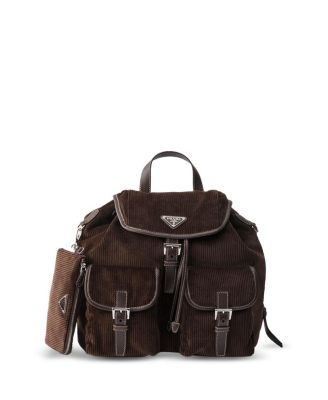 Medium Corduroy and Leather Backpack