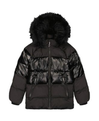 Unisex Decorative Pattern Hooded Fleece Lined Winter Jacket - Little Kid