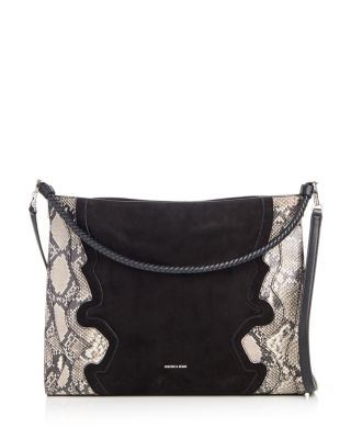 Vida Suede & Snake Embossed Leather Shoulder Bag