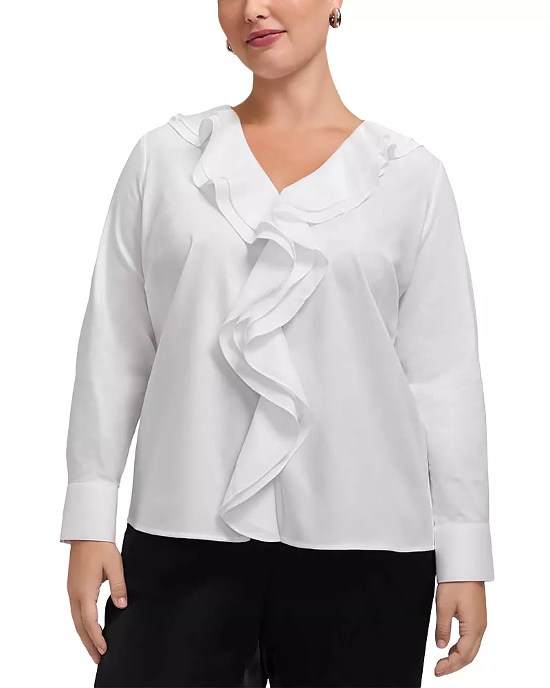 Foxcroft Plus Shantel Ruffled Shirt