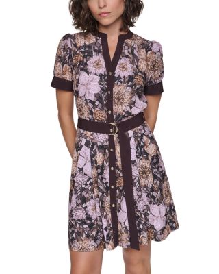 Short Sleeve Belted Flare Dress