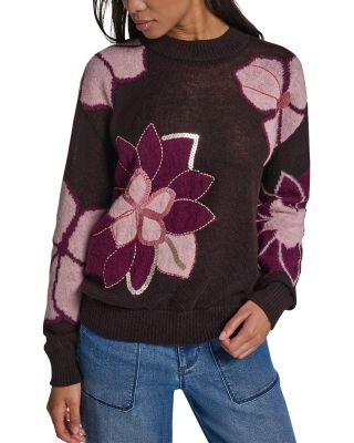 Embellished Flower Knit Sweater