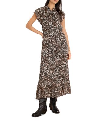 Leo Georgette Tie Neck Maxi Dress