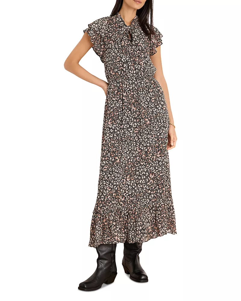 Nic+Zoe Leo Georgette Tie Neck Maxi Dress