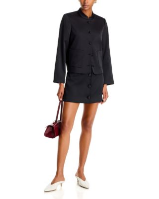Zena Mandarin Collar Jacket & Nisha Button Front Mini Skirt   