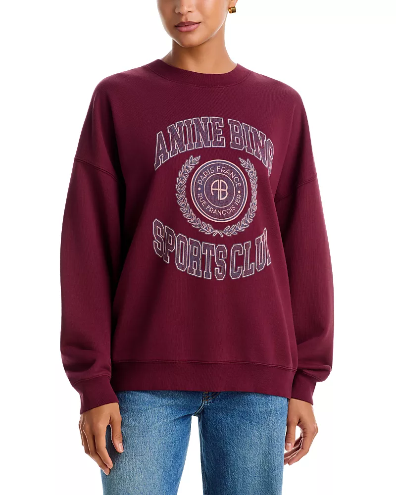 Anine Bing Miles Cotton Collegiate Sports Club Sweatshirt