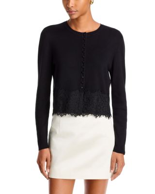 Lace Hem Crewneck Cardigan - Exclusive